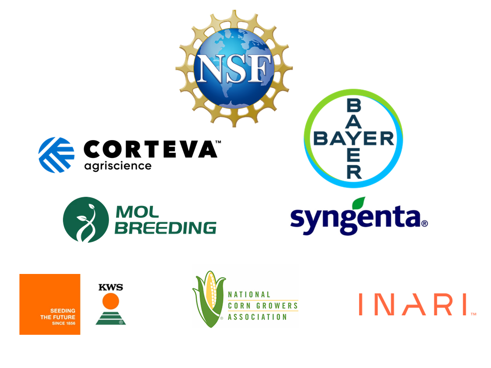 Logos of sponsors for the 2025 Maize Genetics Meeting